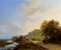Koekkoek, Barend Cornelis - A Summer Landscape With Travellers On A Path